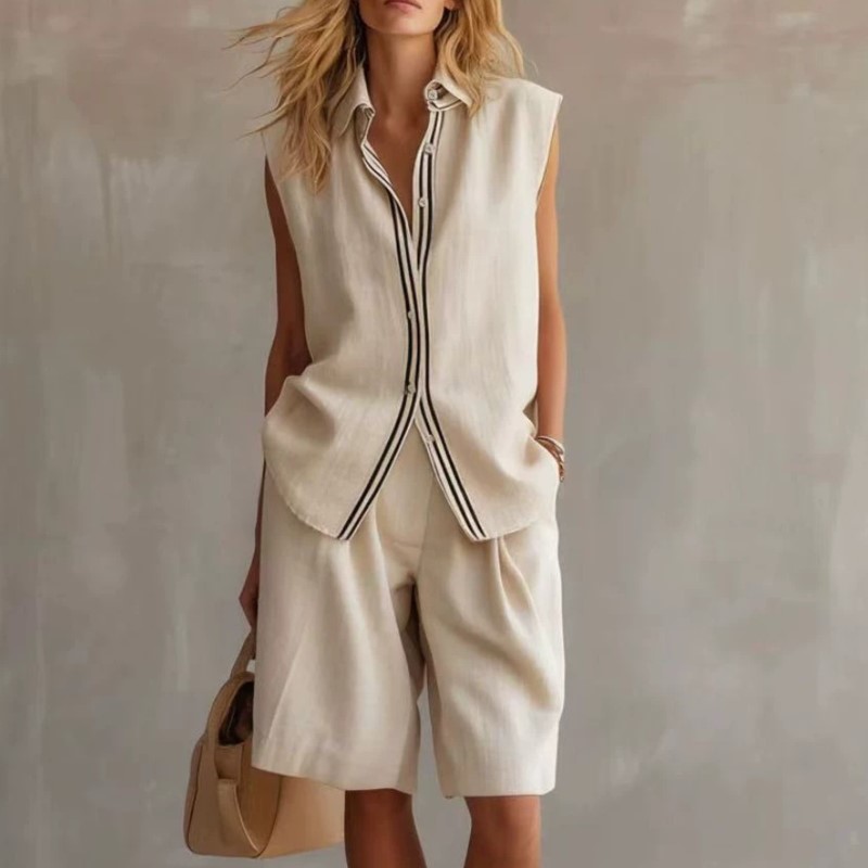 Linen Shirt Breathable - Summer Fashion Solid Linen Blend Two