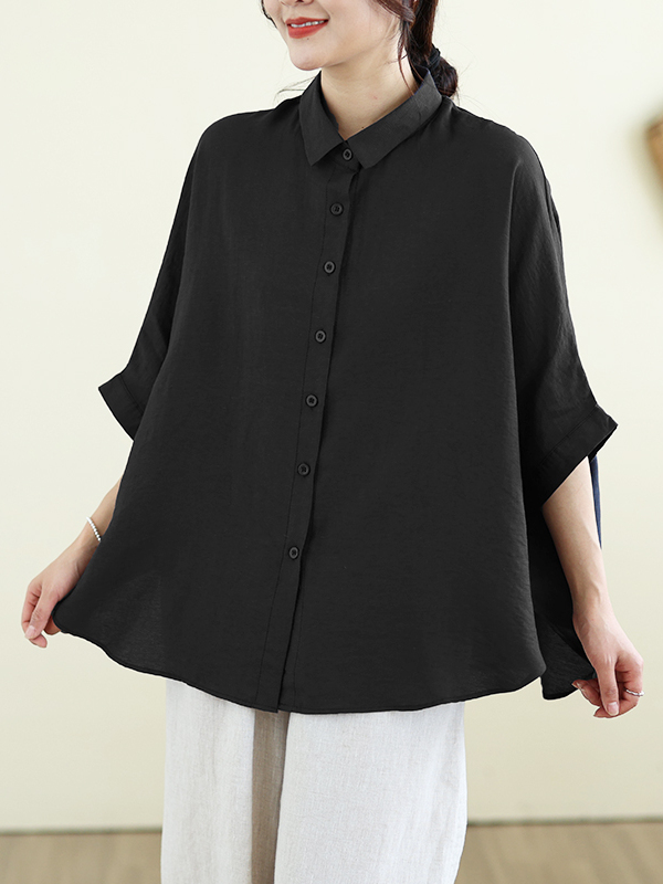Linen Shirt Breathable - Loose Fit Cotton Linen Batwing Sleeve