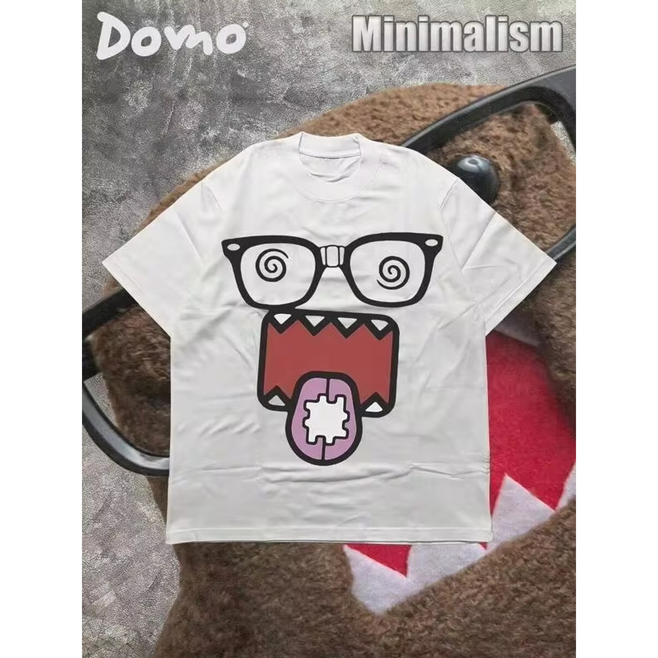 Tee Graphic Print - DOMO-KUN Patterned-Shirt (220g Cotton-Shirt) Printed-Shirt, Graphic