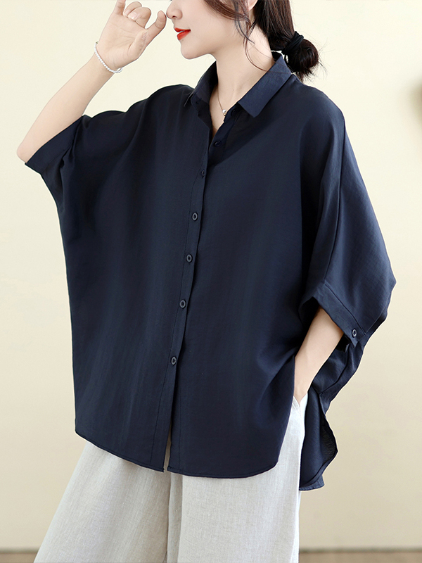 Loose Fit Cotton Linen Batwing - Linen Shirt Breathable 评论和价格