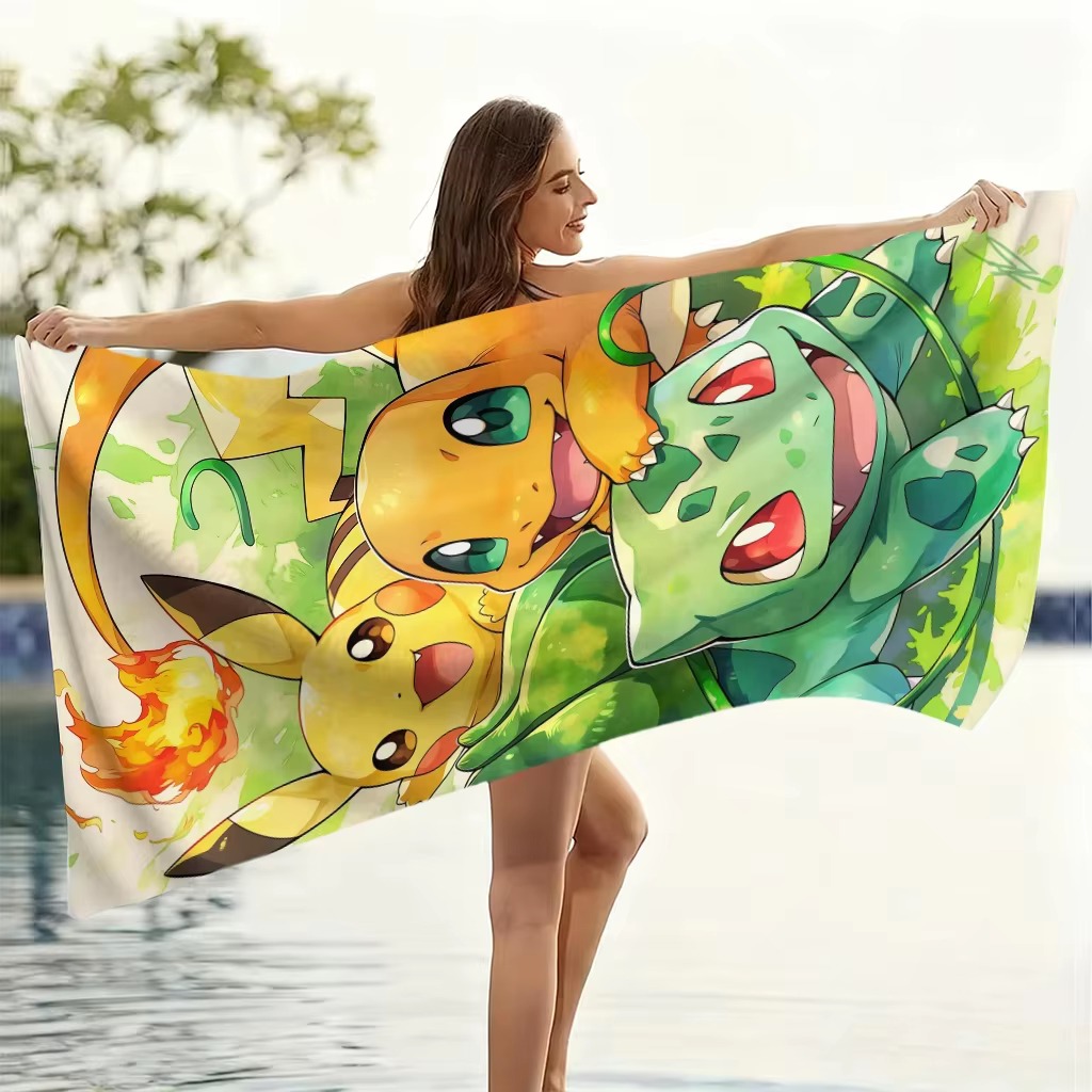 P-Pokemon Starters Anime Beach - Beach Towel Large 评论和价格