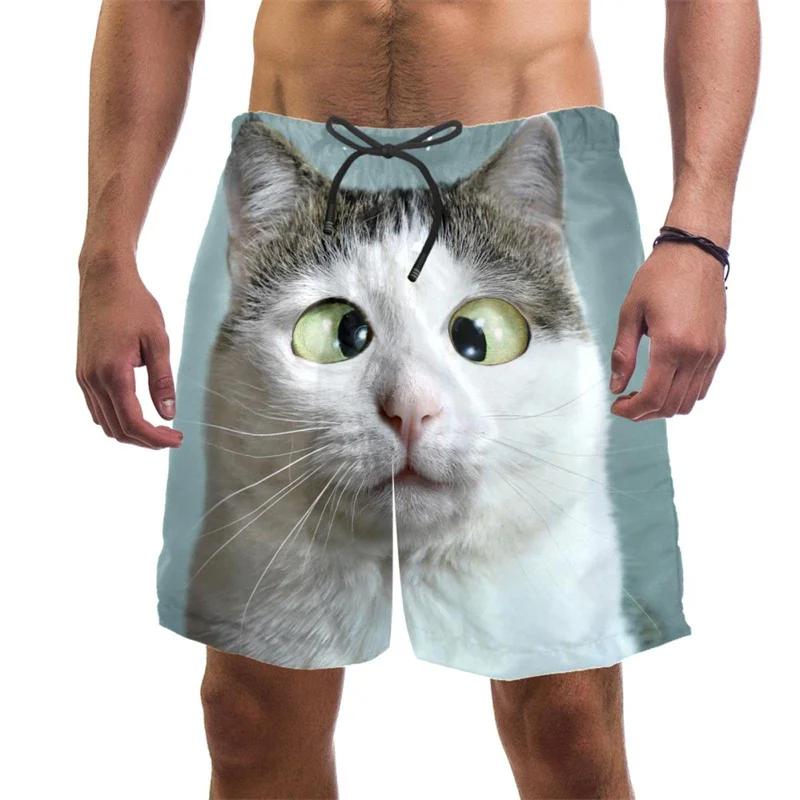 3d Print Funny Cat Beach Short - Trunks Board Surf 评论和价格