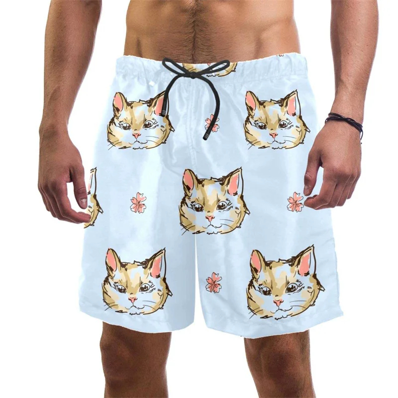 3d Print Funny Cat Beach Short - Trunks Board Surf 评论和价格