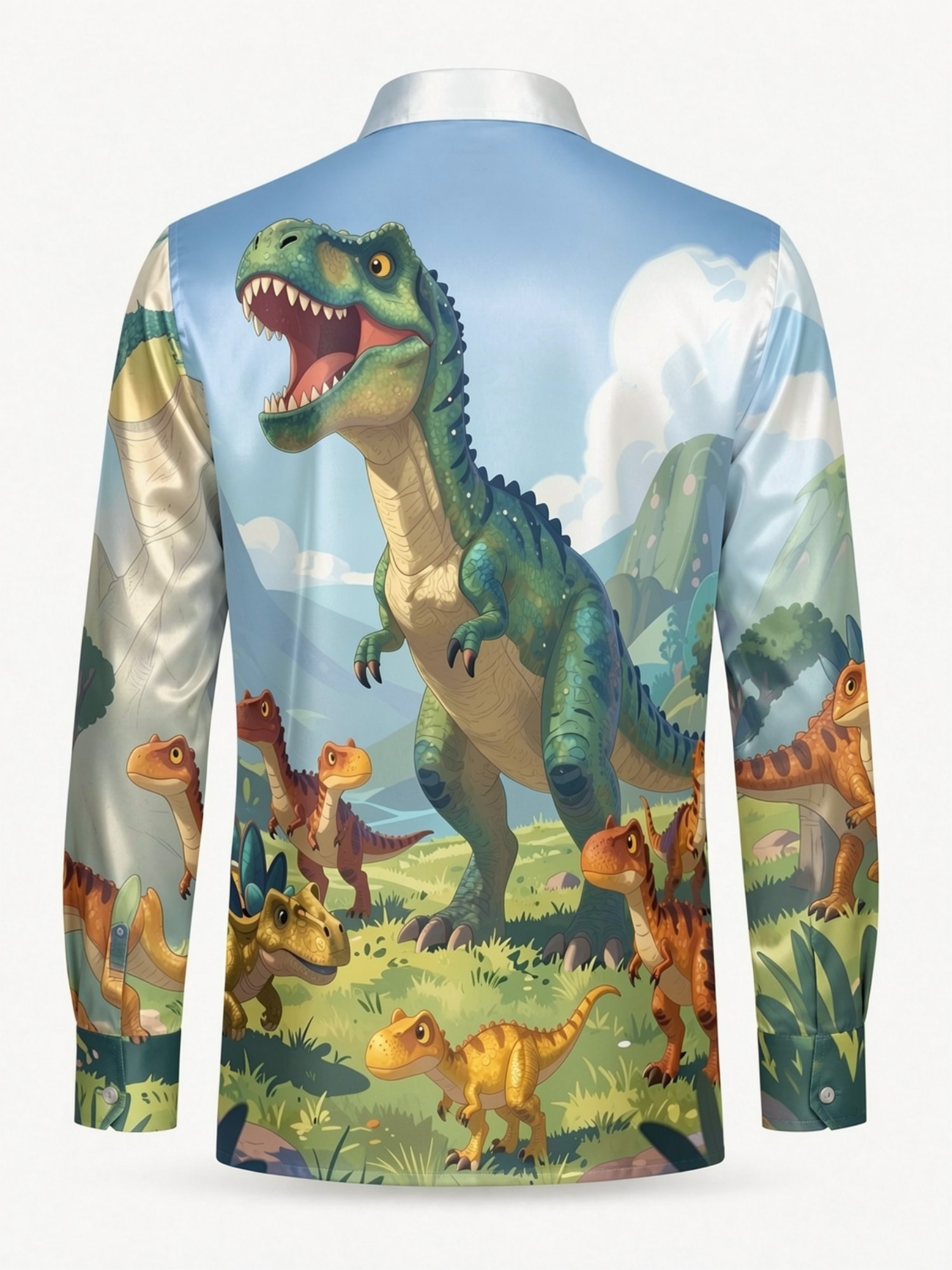 Mens Fashion Satin Long Sleeve - Resort Shirt Floral 评论和价格