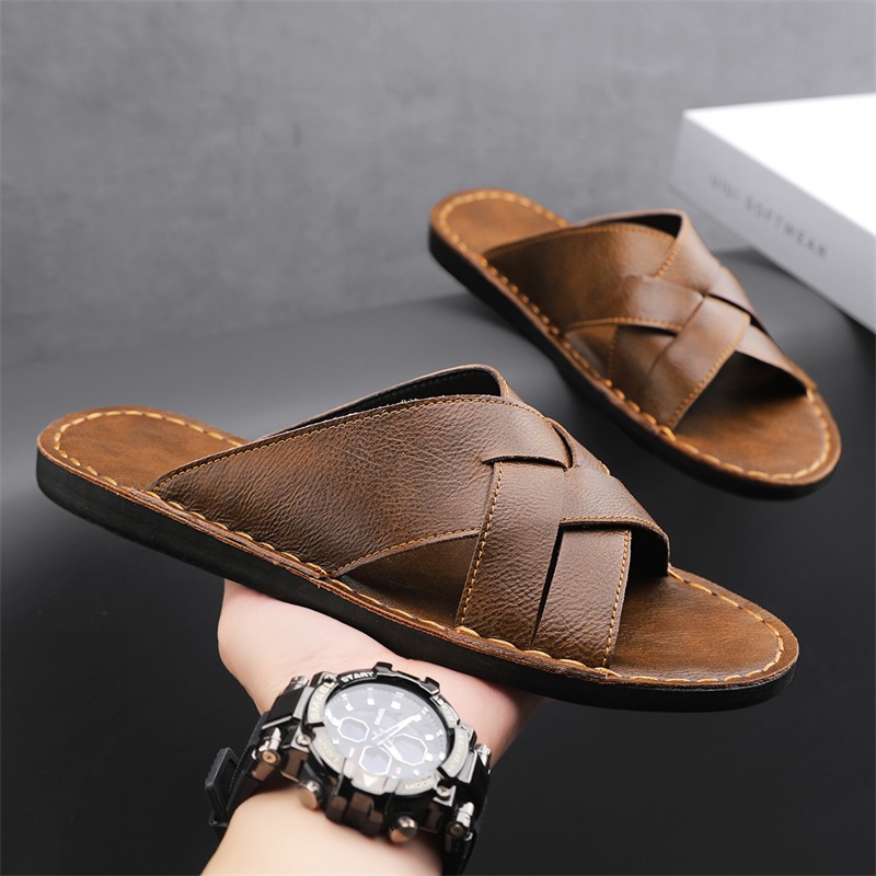Fashion Genuine Leather Men Sl - Flip Flop Leather Men 评论和价格