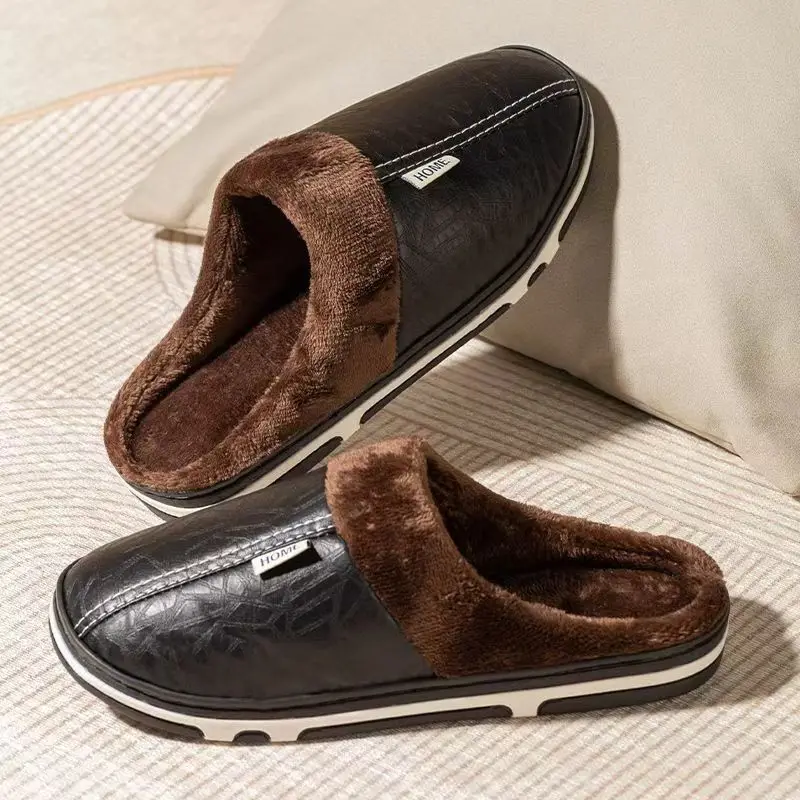 Men's Big Size Winter Slippers - Flip Flop Leather Men 评论和价格