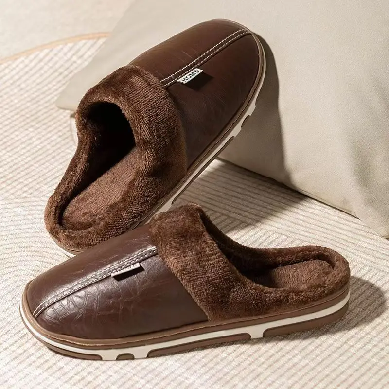 Men's Big Size Winter Slippers - Flip Flop Leather Men 评论和价格
