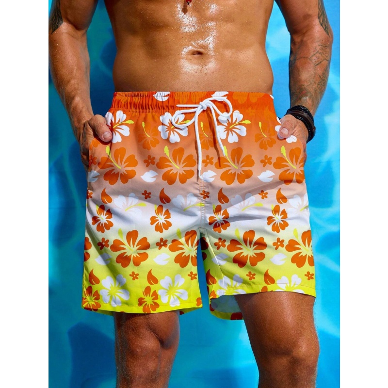 Colorful Flower Graphic Swim T - Trunks Board Surf 评论和价格