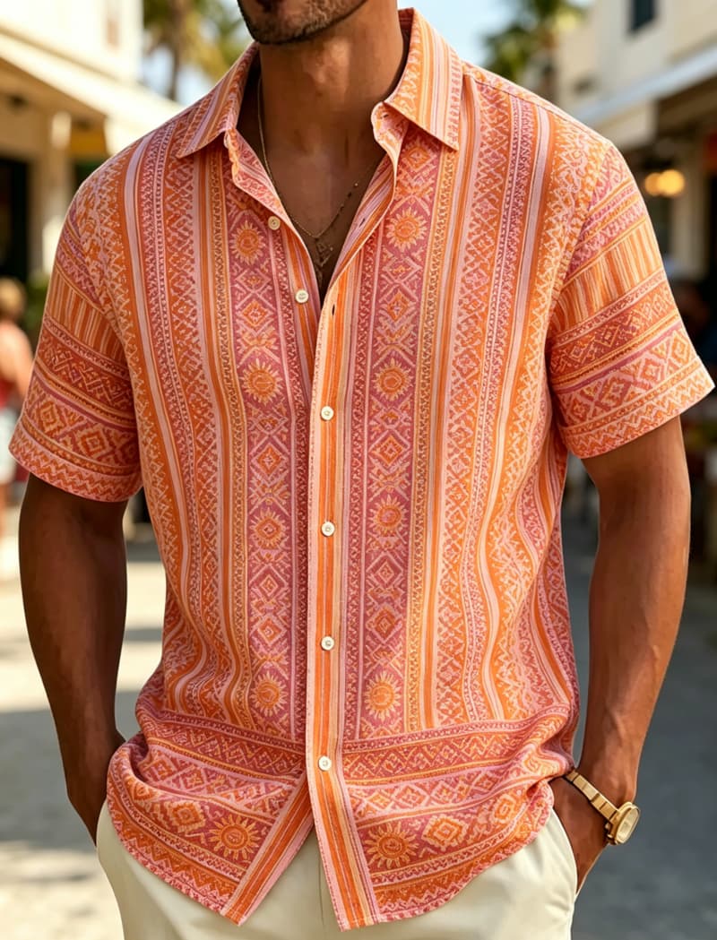 Men's Short Sleeve Shirt Lapel - Resort Shirt Floral 评论和价格