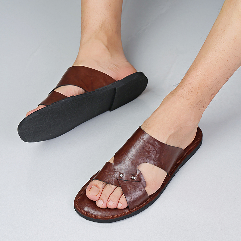 Handmade Leather Slippers Men  - Flip Flop Leather Men 评论和价格