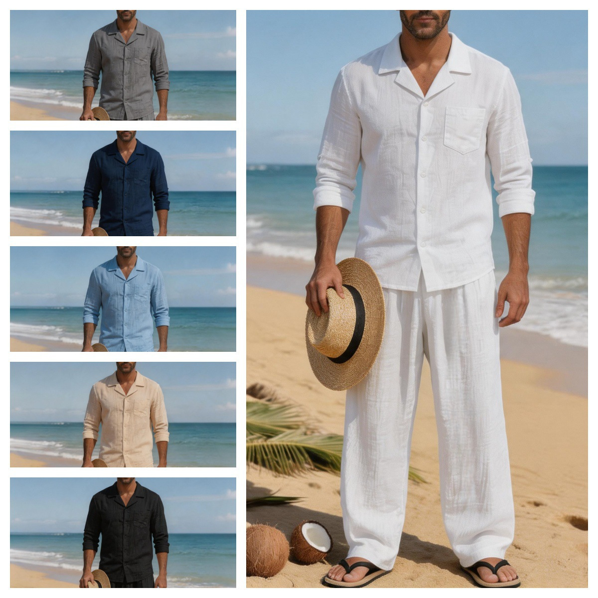Linen Men's Casual Loose Breat - Linen Shirt Breathable 评论和价格